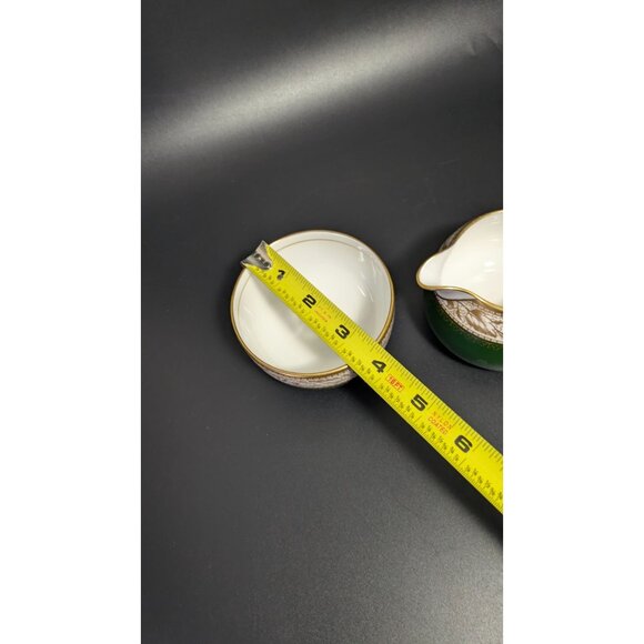 Vintage Spode Green Gold Creamer Sugar Bowl Set Fine Bone China Elegant Design - Picture 4 of 16